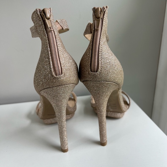 Windsor champagne gold glitter special occasion/prom/homecoming/wedding heels - Picture 10 of 14